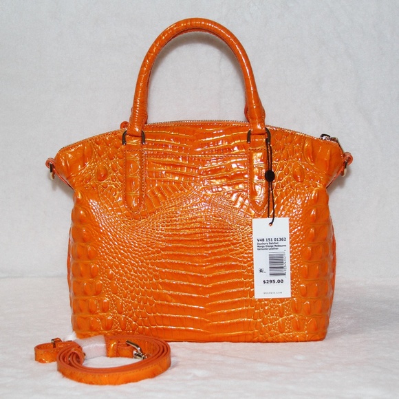 NWT BRAHMIN Duxbury Satchel Leather Purse Handbag Mango Orange - Picture 3 of 6